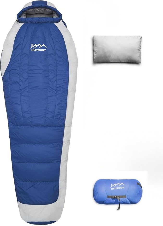 Down Sleeping Bag with Pillow, 0°F 20°F 32°F Regular and XL Compact Lightweight Sleeping Bag for Adults,Teens Backpacking,Camping and Hiking Outdoor