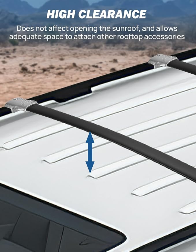 JOYTUTUS Roof Racks Cross Bars Compatible with GX460 2010-2023, Aluminum Roof Rail Cross Bars, Low Wind Noise Rooftop Cargo Carrier Crossbars