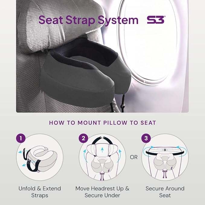 Cabeau Evolution S3 Travel Pillow – Straps to Airplane Seat – Ensures Your Head Won’t Fall Forward – Relax with Plush Memory Foam – Quick-Dry Fabric Keeps You Cool and Dry (Indigo)…