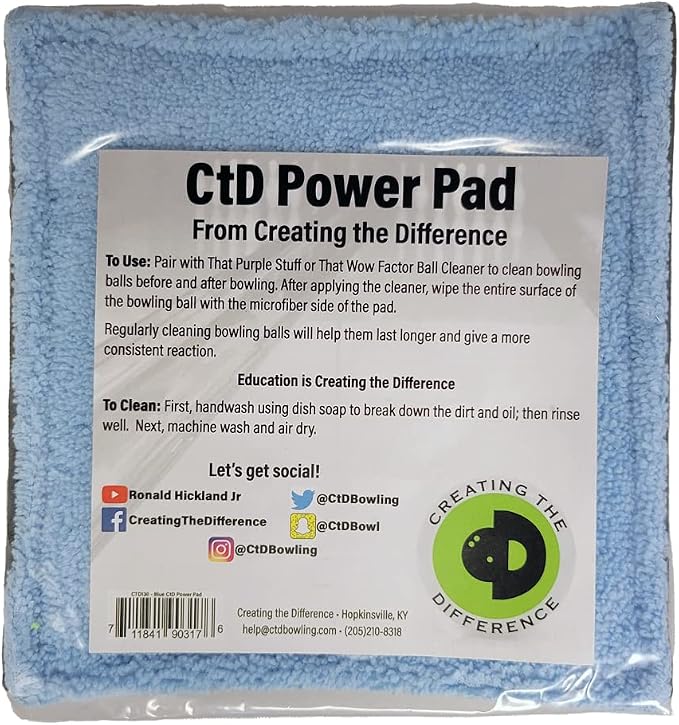 Creating the Difference Power Pad | Microfiber Bowling Ball Cleaning Towel | Bowling Ball Cleaner | Removes Dirt & Oil | Bowling Supplies & Accessories
