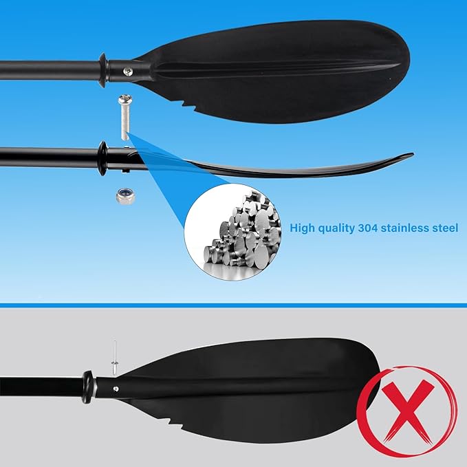 Kayak Paddle, 70"-96" Kayak Paddles Oars for Boating Heavy Duty Adjustable Shaft Comfort Grips with Paddle Leash for Kayaking Boating Canoeing River Tubing (Black)