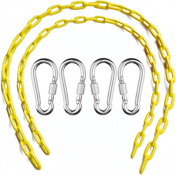 60-Inch Fully Plastic Coated Chains (2) With 4 Free Quick Links - Anti-Rust Iron Link for Playground Kids Tree Swing Seat Support 660 Lb - Set Accessories and Replacement