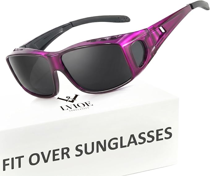 LVIOE Over Glasses Sunglasses Wrap Around Polarized Sunglasses for Men Women Fit Over Prescription Glasses with UV Protection