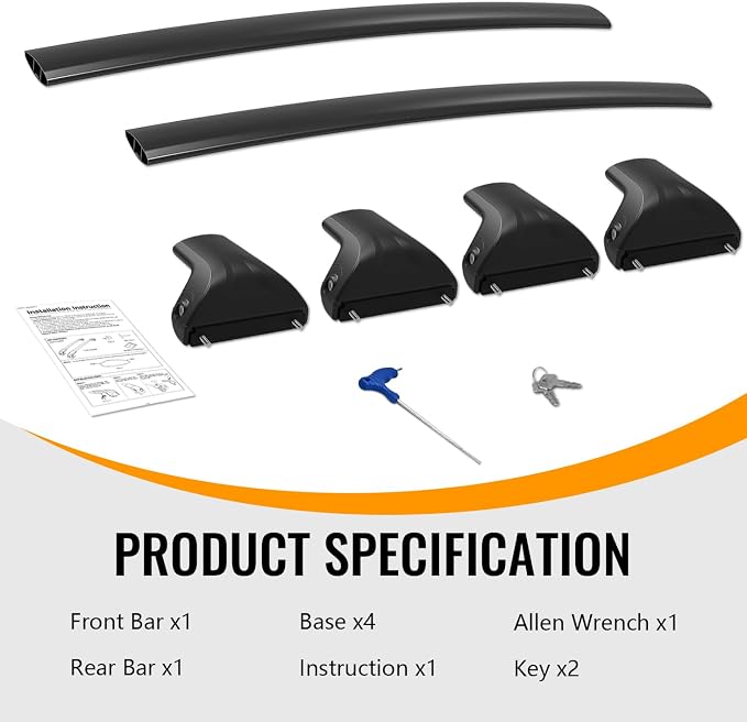 300lbs Lockable Roof Rack Cross Bars Compatible with 2023-2026 Chevrolet Chevy Trax 2RS ACTIV LT, Aluminum Roof Rails Crossbar for Cargo Carrier Luggage Kayak Canoe Snowboard