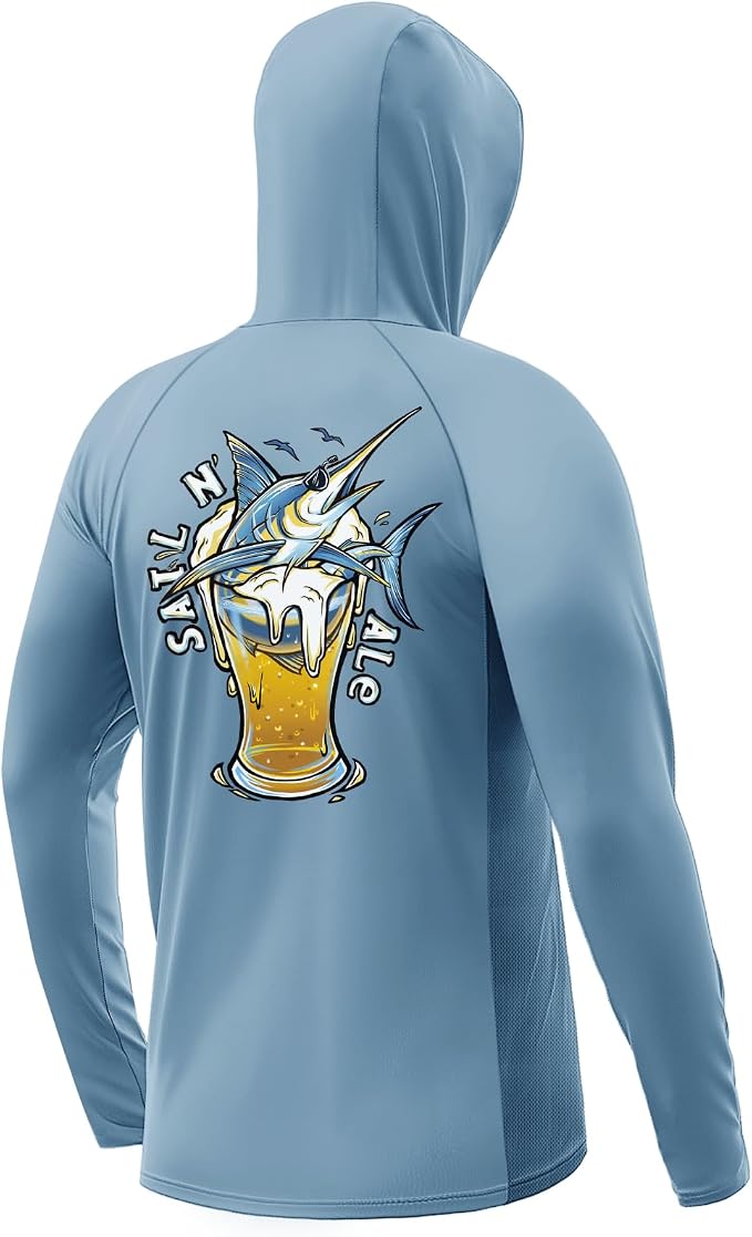 Palmyth Fishing Hoodie for Men Long Sleeve Sun Protection UV UPF 50+ Shirts | Hidden Zipper Pocket, Thumb Loops, Quick-Dry, Side Mesh Panels, Lens Cleaning Cloth, 4-Way Stretch