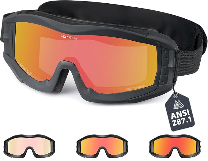 Airsoft Goggles Anti Fog with ANSI Z87.1 Certified, Safety Goggles Impact Resistant, Tactical Shooting Glasses