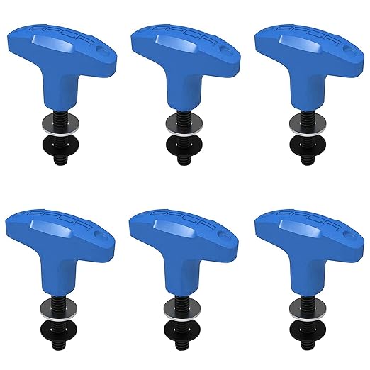GPCA – Quick Release JL Hardtop Bolts, M8 25mm Thumbscrew for Jeep Wrangler JL 2018–2025 Hardtop Removal, Jeep Accessories & Cargo Tie Down GP Anchor PRO w/o Nut, 6 Pack (Blue)