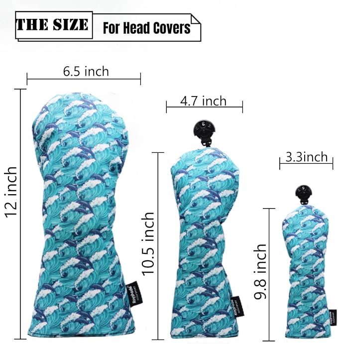Golf Club Head Covers 3 Pack Waterproof Cloth Head Covers for Driver/Fairway Wood/Hybrid Fit All Golf Clubs Headcover #1#3#5 for All Brands