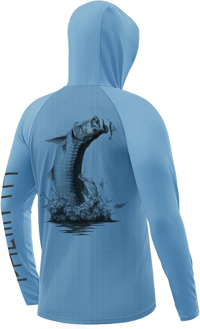 Palmyth Men's Fishing Hoodie Shirt UPF 50+ Quick-Dry Breathable Long Sleeve | Long Sleeve Fishing Shirt, UPF 50+ Sun Protection, Quick-Dry Fabric, Breathable Mesh Back, Built-in Face Mask, 4-way Stretch