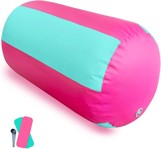 AWSUM Gymnastics Air Barrel, 47.3" x 31.5" Inflatable Tumbling Barrel Backhandspring Training Barrel Air Roller for Back-bend Handstand Cheerleading Yoga Home Gym(No Pump)