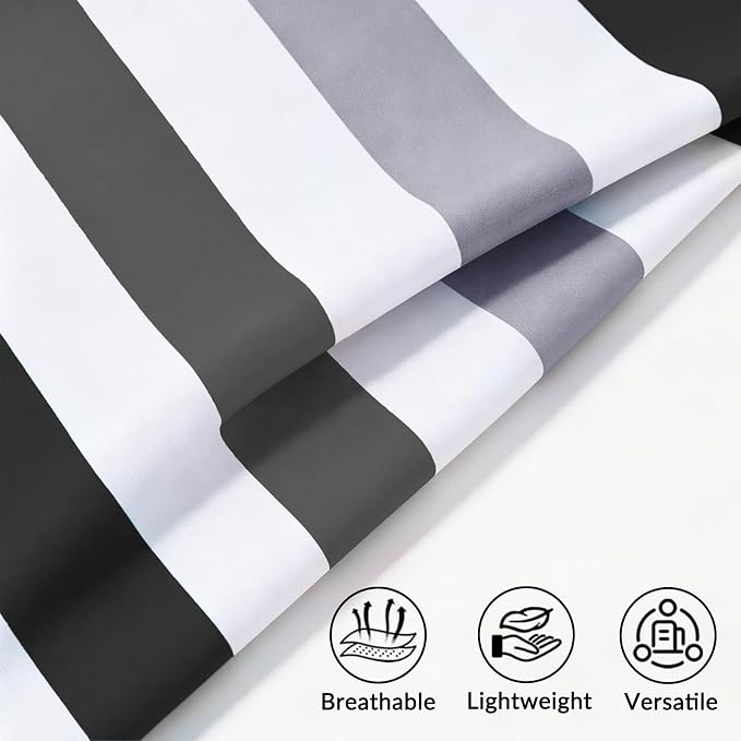 Exclusivo Mezcla Microfiber Quick Dry Beach Towel, Large Lightweight Sandfree Pool Towel for Swimming Camping Travel with Bag (Stripe Black, 30x60 Inches)