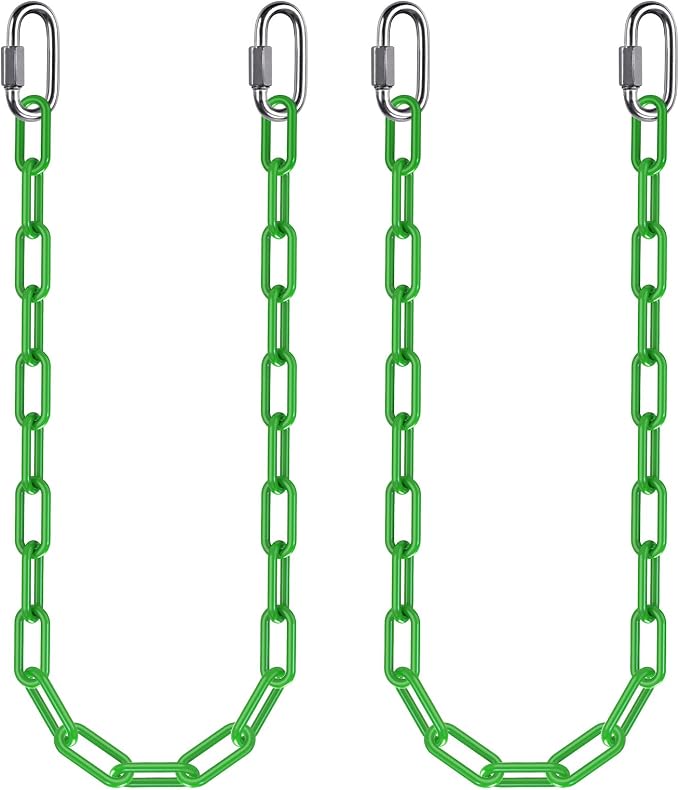 2Pcs 40" Heavy Duty Hanging Chains with Carabiners 1000 LBs Capacity Swing Extension Chain with Hooks Hammock Chains Green Coated Chain for Hanging Chair, Punching Bags, Swing Chair, Egg Chairs