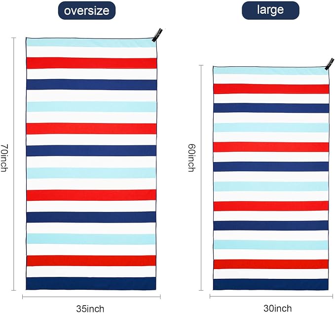 Exclusivo Mezcla Microfiber Quick Dry Beach Towel, Large Lightweight Sandfree Pool Towel for Swimming Camping Travel with Bag (Navy, 30x60 Inches)