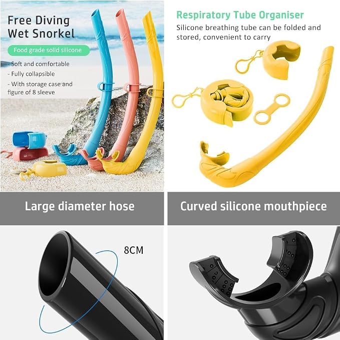 2 Sets Snorkeling Gear for Adults, Snorkel Set Adult Panoramic View, Anti-Leak Anti-Fog Scuba Diving Mask with Mesh Bag, for Portable Professional Diving Snorkeling Set