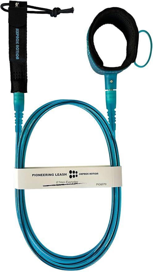 SIXPACK ACTION Pioneering Surf Leash, 5ft/6ft/7ft/8ft/9ft Comp Pro Surfboard Leash with 360-Degree Integral Molding Cuff Providing Maximum Durability, Flexibility and Comfort