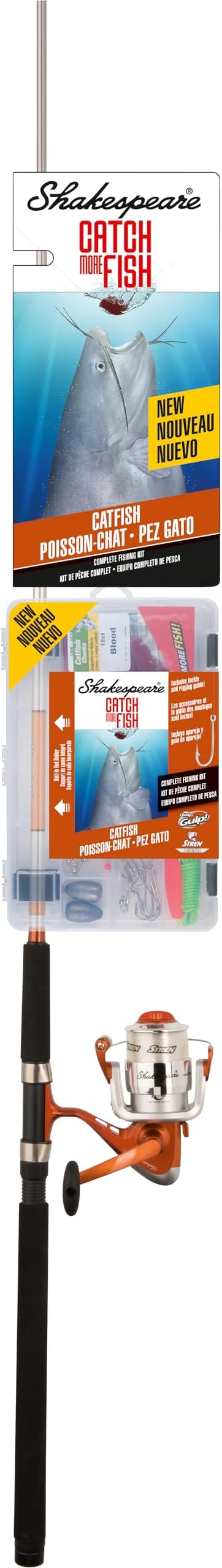 Shakespeare Catch More Fish Spinning Reel and Fishing Rod Combo with Kit