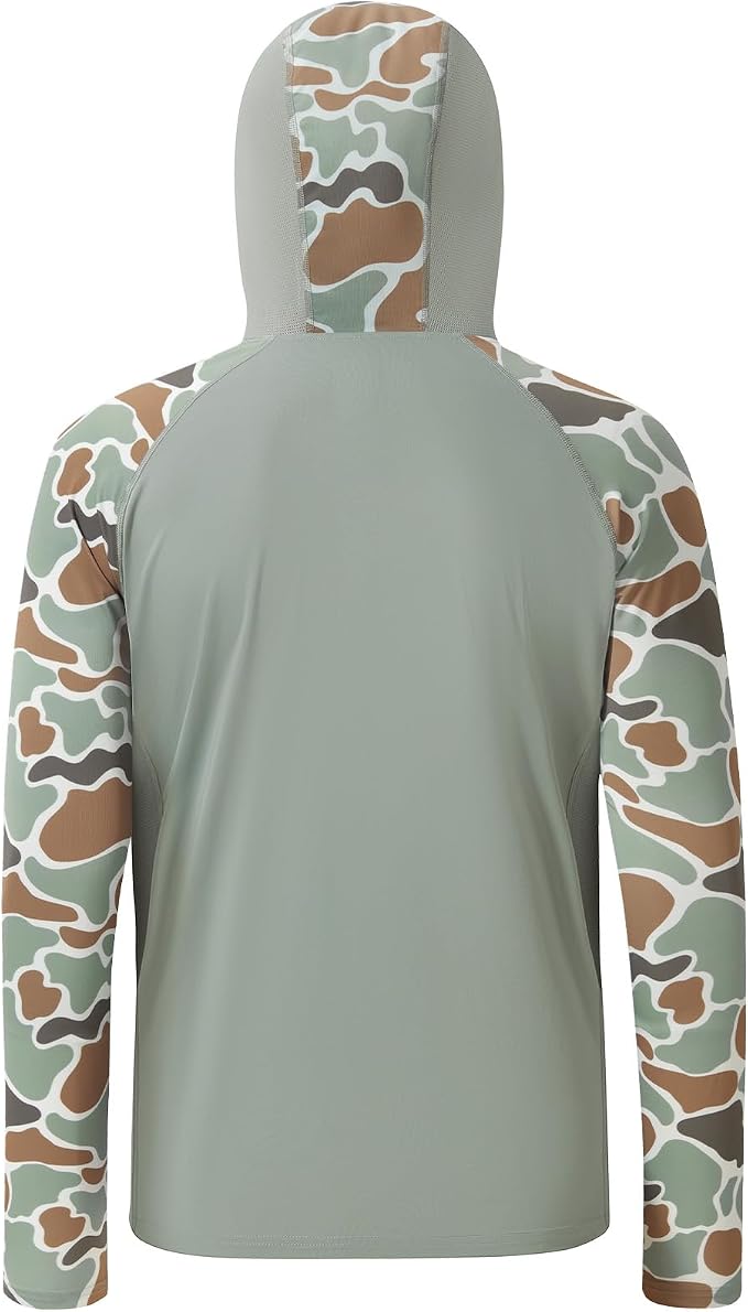 BASSDASH Men’s UPF 50 Performance Fishing Shirt Cooling Hoodie Camo Long Sleeve FS17M