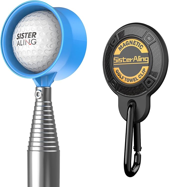 Water Telescopic Golf Ball Retriever and Magnetic Clip for Golf Towel