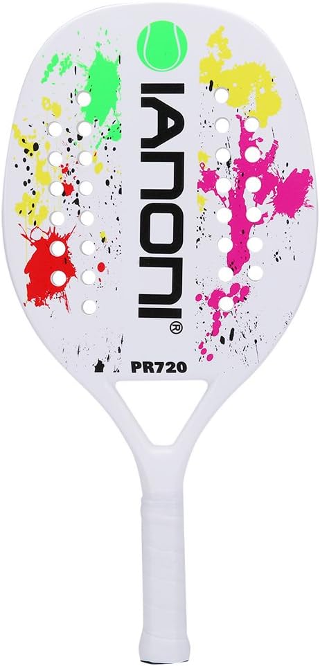 ianoni Beach Tennis Racket,Carbon Fiber Grit Face with EVA Memory Foam Core Beach Tennis Racket