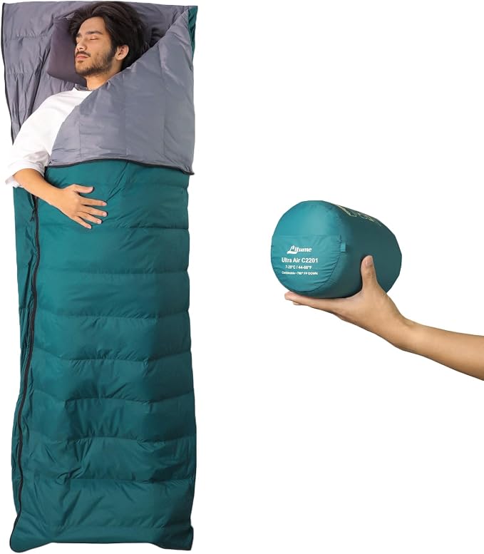 Litume Ultra Compact Down Sleeping Bag - 3 Season, Lightweight, 700 Fill Power, Packable for Adults, Double, Backpacking, Camping, Hiking, Family - With Stuff Sack