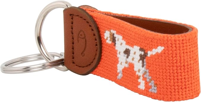 Leather Hand-Stitched Needlepoint Key Fob or Key Chain