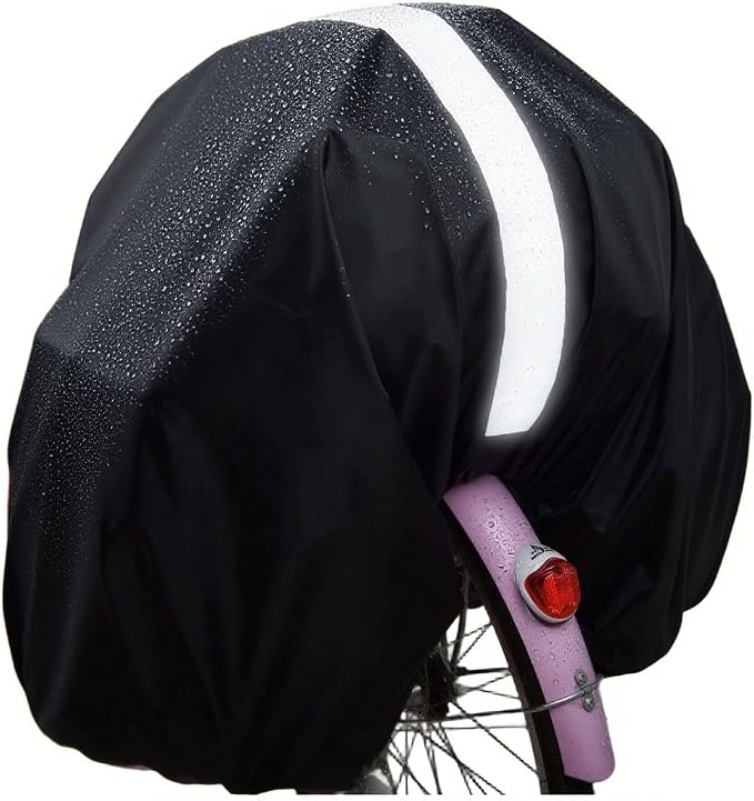 100L Bicycle Rear Rack Rain Cover with Reflective Strip Bike Trunk Rain Cover Black