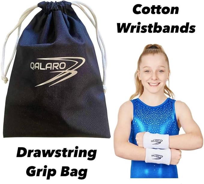 Hook & Loop Leather Grips for Girls Gymnastics | Dowel Grips, 4" Wristbands | Gymnastics Grips for Girls | Youth Bar Grips | Gymnastics Gloves