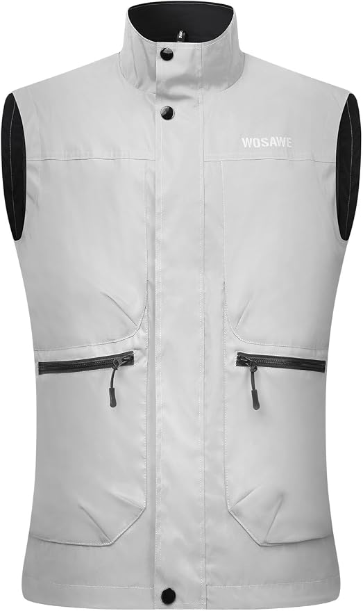 WOSAWE Men Reflective Jacket Night Glowing Bomber Jacket MTB Cycling Windbreaker Travel Sport Coat
