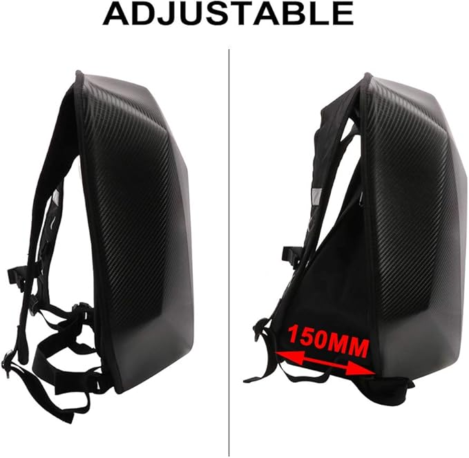 JFG RACING Motorcycle Backpack 30L,Universal Hard Shell Helmet Hardshell Riding Back Pack for Men Women - Imitation Carbon Fiber Black