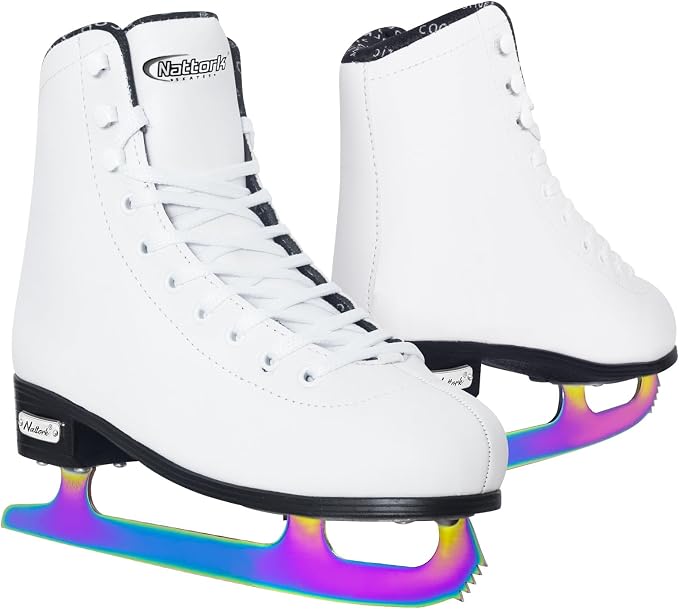 Nattork Womens Figure Ice Skates,Ice Skates with Stainless Steel Blade,Lace Up Figure Skate Ice Hockey Skates for Outdoor,Ice Skate Shoes for Women Size 6 7 8 9 10 11