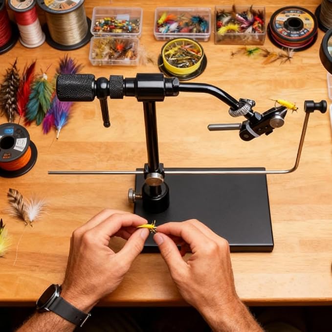 Rotary Fly Tying Vise with Travel Case Fly Tying Vice Kit
