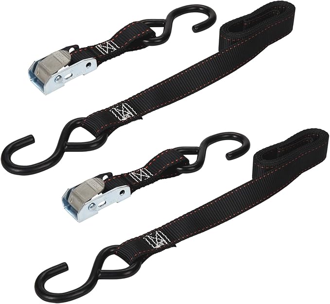 KEEPER 05715 6' x 1" Cam Buckle Motorcycle Tie-Down, 2 Pack", black, large