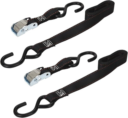 KEEPER 05715 6' x 1" Cam Buckle Motorcycle Tie-Down, 2 Pack", black, large