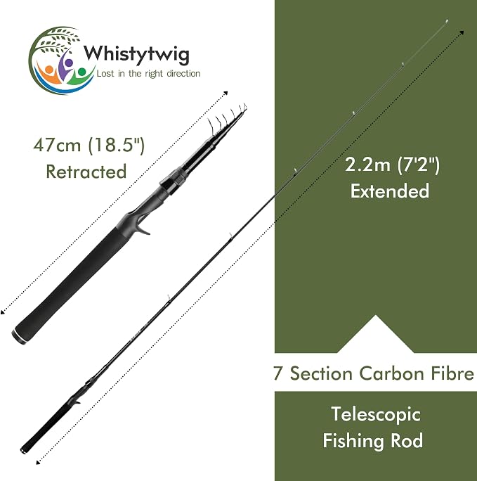 Whistytwig Carbon Fiber Telescopic Fishing Rod - Portable Collapsible Design for Travel and Adventure - Versatile Saltwater and Freshwater Fishing Pole