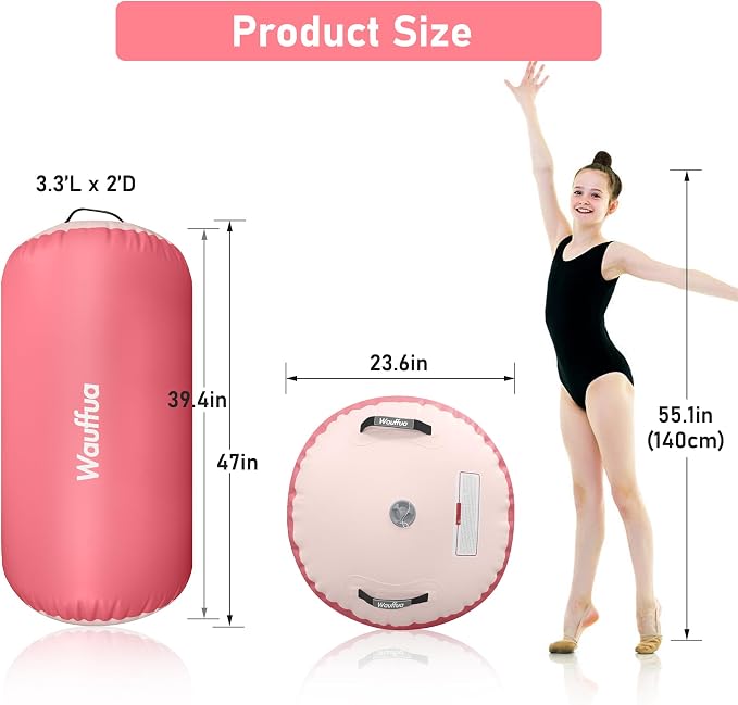 Gymnastic Air Barrel, Inflatable Tumble Track, Tumbling Mat, Roller Octagon Trainer for Back Handspring and Back-bend for Home, Gym, No Pump