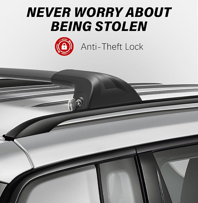 300lbs Roof Rack Cross Bars Compatible with Jeep Compass 2018-2026, Heavy Duty Aluminum Lockable Car Roof Rails Crossbar for Rooftop Cargo Luggage Kayak Canoe Bike Snowboard Black