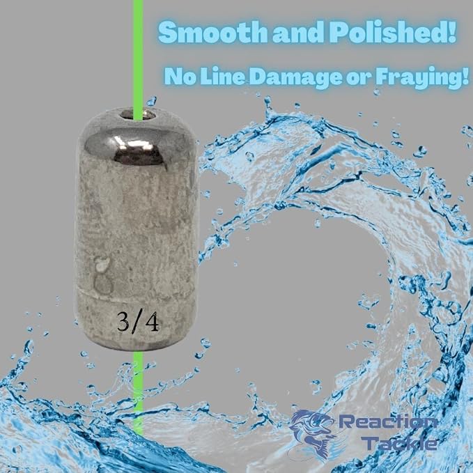 Reaction Tackle Tungsten Barrel Weights - Egg Shaped Sinkers for Carolina Rig Bass Fishing - Freshwater & Saltwater - Size Stamped
