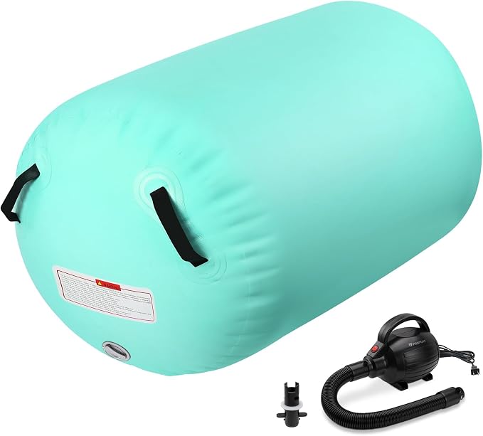 Inflatable Gymnastics Air Roller Barrel, Tumble Rolling Air Roller Gymnastics Barrel with Electric Pump for Kids Adults Home Outdoor Gymnastic Training Cheerleading Yoga