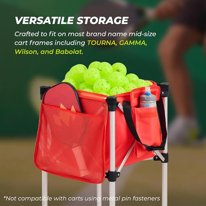 Racket Pets The Ball Tote - Replacement Bag for Tennis and Pickleball Pro Teaching Cart Hopper, Large Tote Bag For 150 Tennis Balls or 100 Pickleballs, Frame Not Included