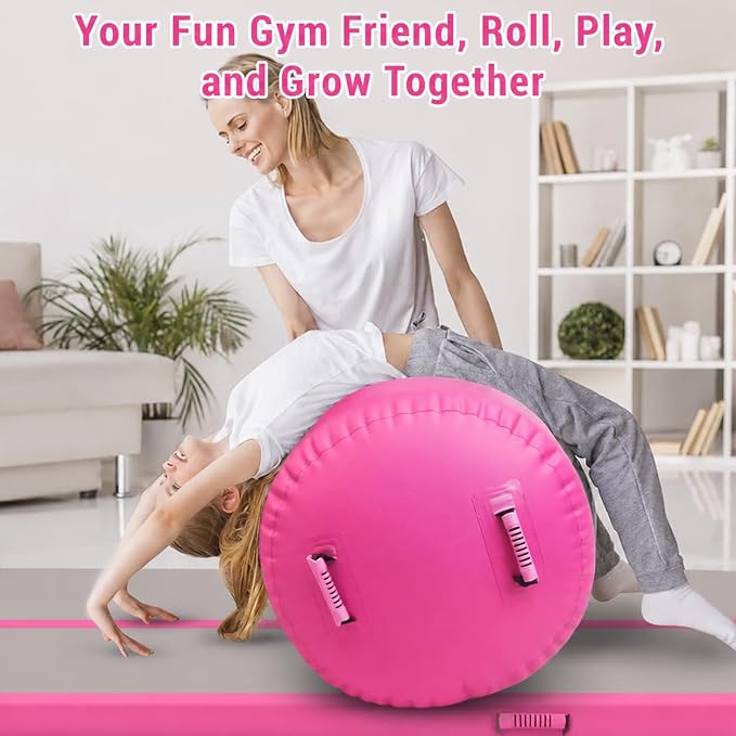 CZGBRO Gymnastics Barrel Air Roller NO Pump, Inflatable Tumbling Equipment Air Mat Octagon Mat for Backhandspring Training Cheerleading Home Use