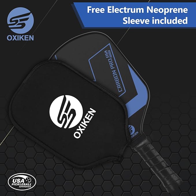 OXIKEN 16 mm Pickleball Paddles 2026 USAPA Approved T700 Carbon Fiber Pickle Paddle (CFS), High Grit & Spin, Honeycomb Core, 5.5” Elongated Handle, Anti Slip Sweat Absorbing Grip with Cover Case