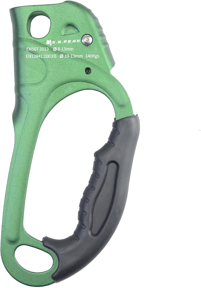 UIAA & CE Certified Climbing Rappelling Equip Hand Ascender Left Right Hand for 8-13mm Rope 4kN