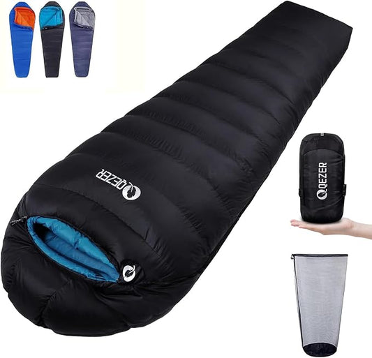 Down Sleeping Bag for Adults, 0°F 10°F 15°F 20°F 600 Fill Power Mummy Lightweight Compact Cold and Warm Weather Backpacking Sleeping Bag for Camping Hiking Outdoor All Seasons