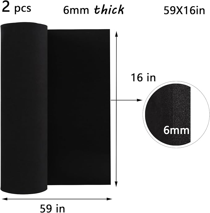 AMZQNART 2Pcs EVA Foam 6mm, Cosplay Foam 16x59 inch Black, High Density 90 kg/m³, for Craft Projects Cosplay Costumes, Fake Weapons, Decorations, Christmas, Easter, Thanksgiving, etc.