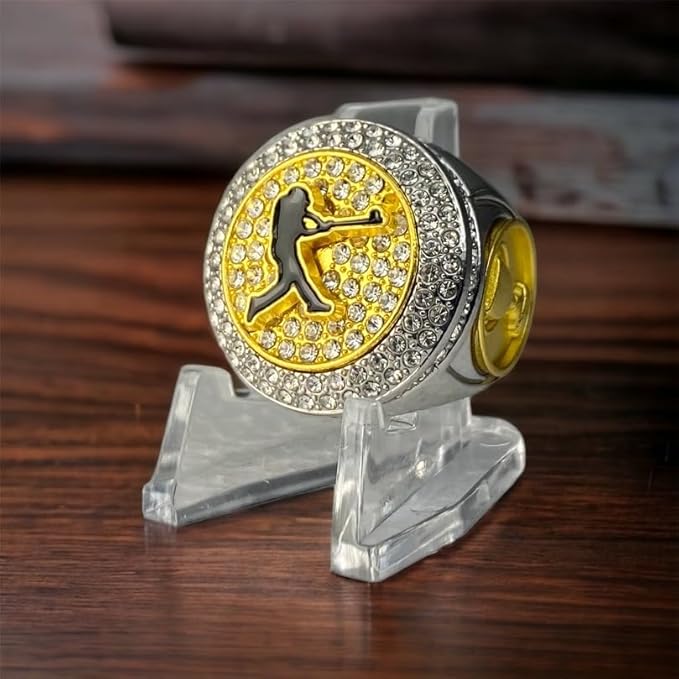 Legacy Rings 1 or 12 Pack Baseball Softball Championship Trophy Ring Champion Award for Men Male Player Two-Tone Silver and Gold Color