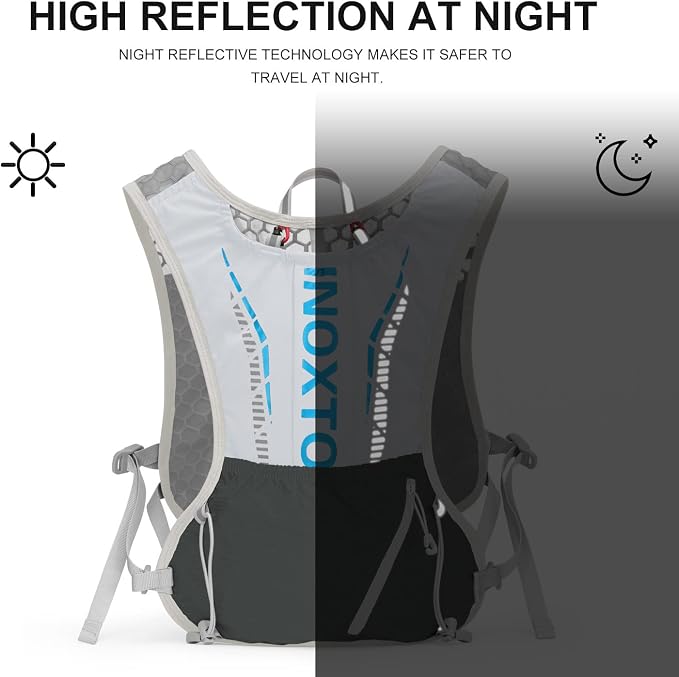 INOXTO Hydration Vest Backpack,Lightweight Water Running Vest Pack with 1.5L Water Bladder Bag Daypack for Hiking Trail Running Cycling Race Marathon for Women Men