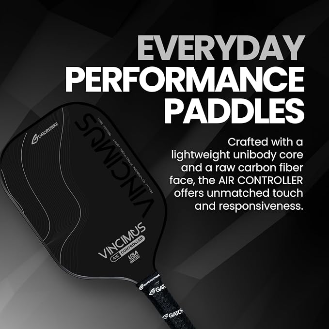 GATORSTRIKE Vincimus Air Controller T600 Pickleball Paddle, T600 Carbon Fiber Pickleball Paddle with Enhance PP Honeycomb 16mm Core, 8.1oz with GatorGrit Face