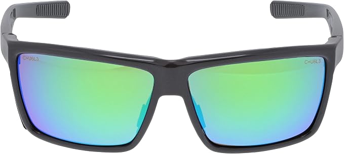 MCR Safety SR22BGZ Swagger SR2 Series Safety Glasses with Thermo Plastic Rubber Nose Pads and Detachable Side Shields, Charcoal Frame, Green Mirror Polarized Lens
