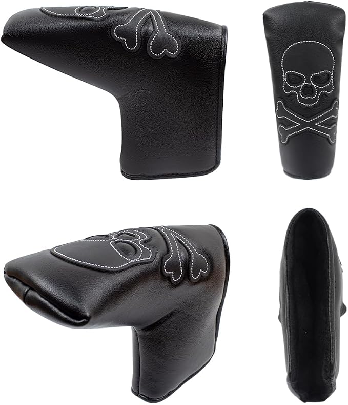 Scott Edward Skull Golf Woods Headcovers Covers for Driver Fairway 1 3 5 H Clubs Set Heads PU Leather Unisex Black Brown