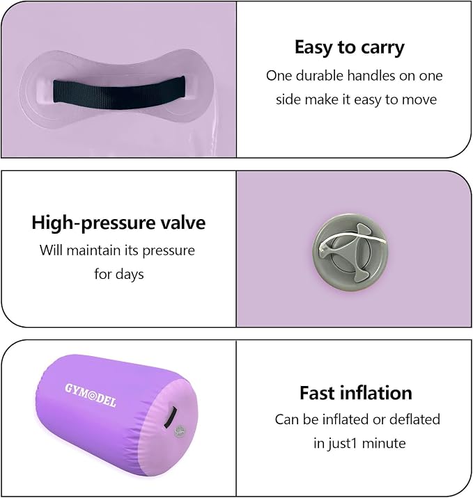 Air Roller Gymnastics Barrel Inflatable Tumbling Roller Air Mat, Air Barrel Gymnastics Tumble Track Mat with Pump for Backhandspring/Training Cheerleading/Yoga/Home and Outdoor Use